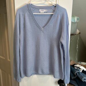 Light Blue V-Neck Cashmere Light Weight Sweater